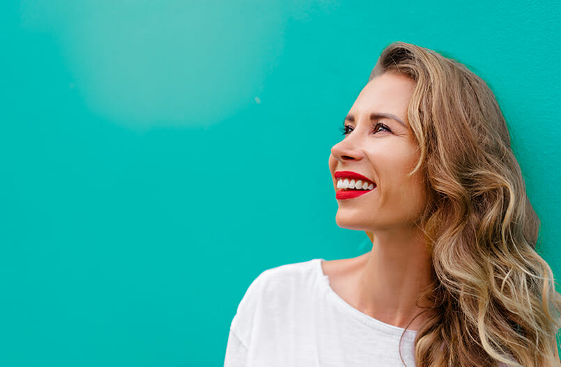 woman looking up